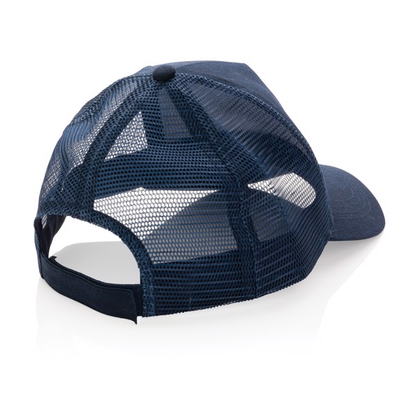 Casquette filet 5 panneaux coton recyclé Impact AWARE™ - Bleu Marine