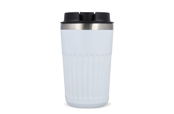 Thermos à café à emporter en acier inoxydable recyclé, 400 ml - Blanc