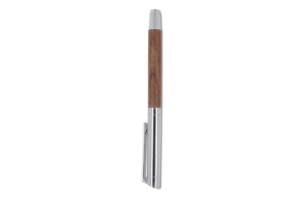 Metal ball pen and rollerball set walnut wood in gift box