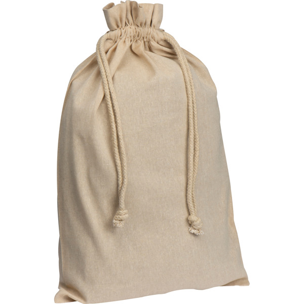 Large drawstring bag made from recycled cotton PIUS - Beige