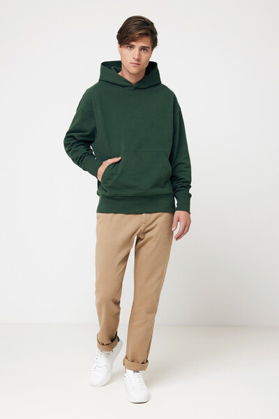 Mikina s kapucí Iqoniq Yoho relaxed fit z recykl. bavlny - Forest Green / XXL