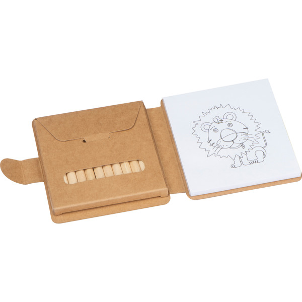 Coloring book with 12 colored pencils RUFUS - Beige