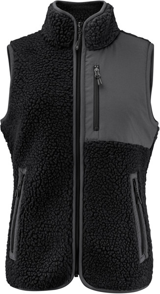 Ladies' Sherpa Fleece Vest "Two-Tone" James Harvest | Kingsley Fleece Vest Women - Black / XL