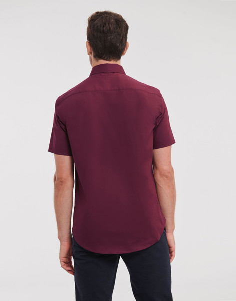 Fitted Short Sleeve Stretch Shirt - White / 4XL
