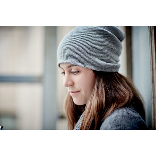 Beanie in RPET with cuff Polo Rpet - White / Grey