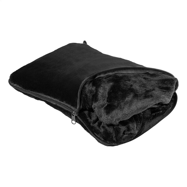 2In1 Travel Blanket And Pillow Napwrap - Black