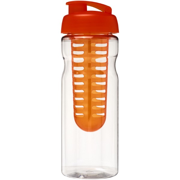 Bidon H2O Base® z wieczkiem na zacisk o pojemności 650 ml zmożliwością przyrządzania wody smakowej - Przezroczysty / Pomarańczowy