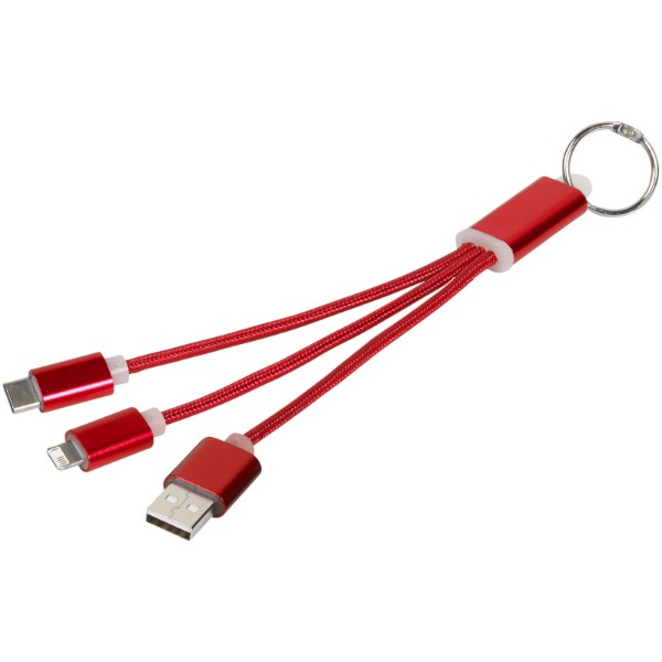 Cavo di ricarica 3 in 1 Metal con clip - Rosso