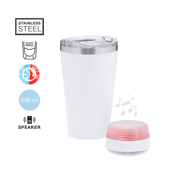 Vaso Térmico Altavoz Tandix - Blanco