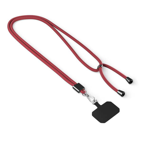 Crossbody, trendy 2-tone cord phone holder made of recycled polyester (rPET) - Medium Scarlet Red / Black accessories