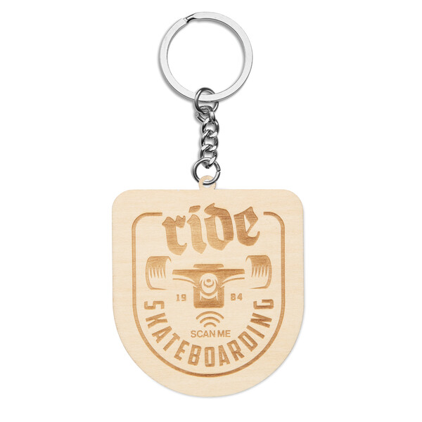 Custom shape wooden NFC keyring - 50mm / M3 flat split ring / Tissue paper wrapping / Read-only