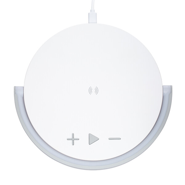 Haut-Parleur sans fil y compris chargeur sans fil 15 watts avec lumière BOURVILLE - blanc