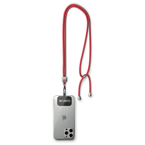 Crossbody, trendy 2-tone cord phone holder made of polyester - Medium Scarlet Red / White / Black accessories