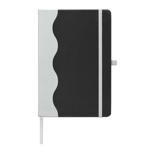 Grete Recycled Wave Pattern Journal - A5 - Black / Silkscreen