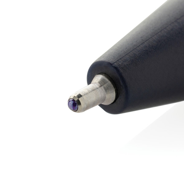 Stylo avec encre ultra glissante en ABS recyclé GRS Vibe - Bleu Marine / Blanc