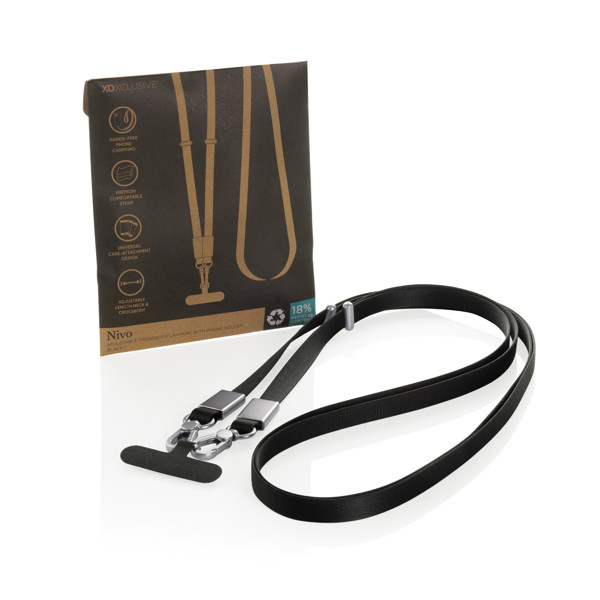 Crossbody lanyard Nivo RCS z recyklovaného PET - Černá