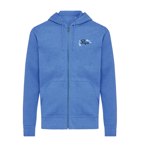 Mikina na zips s kapucňou Iqoniq Abisko z recykl. bavlny - Heather Blue / XXXL