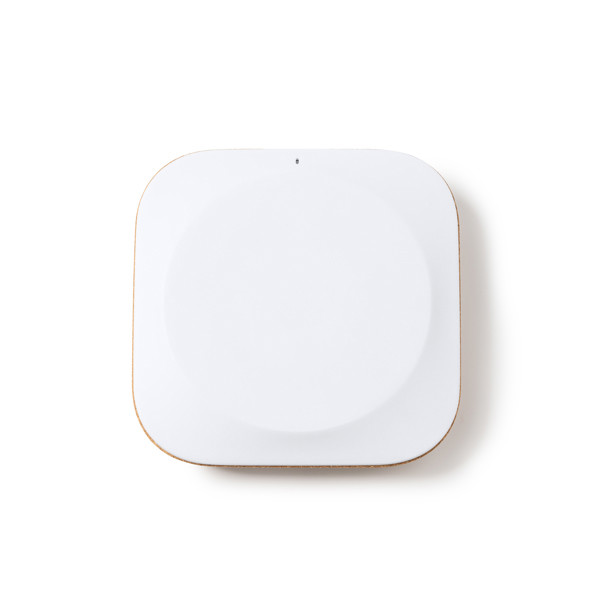 Cargador inalámbrico personalizado de ABS reciclado y corcho 10W con indicador luminoso