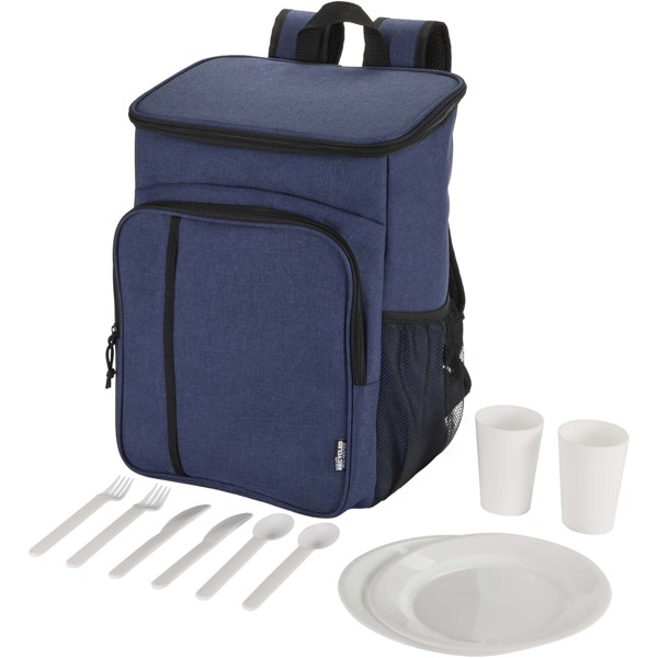 Sac à dos isotherme 20 L Tundra recyclé et certifié GRS pour pique-nique avec ensemble de couverts - Bleu cobalt
