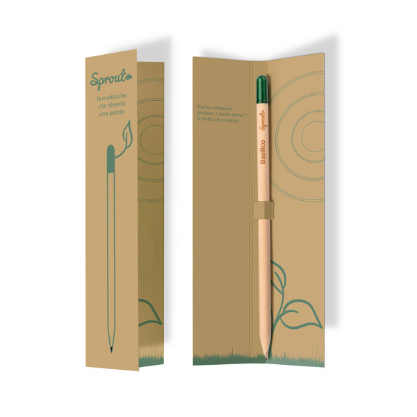 Μολυβοθήκη Sprout με Infographic στα ιταλικά, αγγλικά και γαλλικά που απεικονίζει τη χρήση