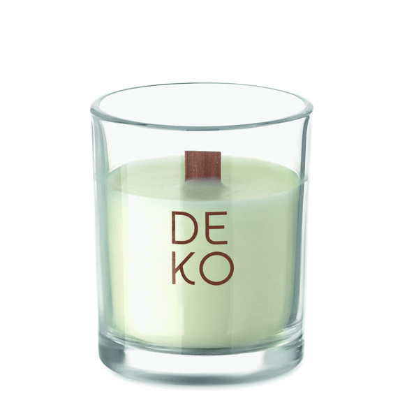 Vela de cera vegetal 80 gr Kivas Wood - Transparente