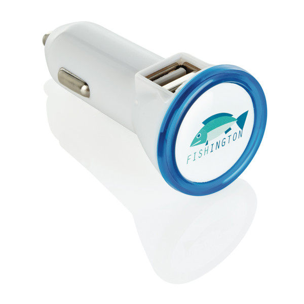 Double chargeur allume-cigare USB 2.1A - Bleu / Blanc