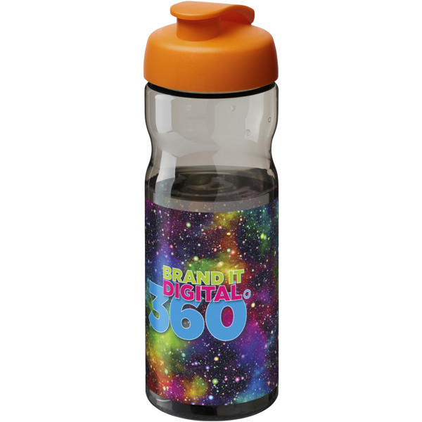 Bouteille de sport H2O Active® Base Tritan™ de 650 ml à couvercle à clapet - Charbon / Orange