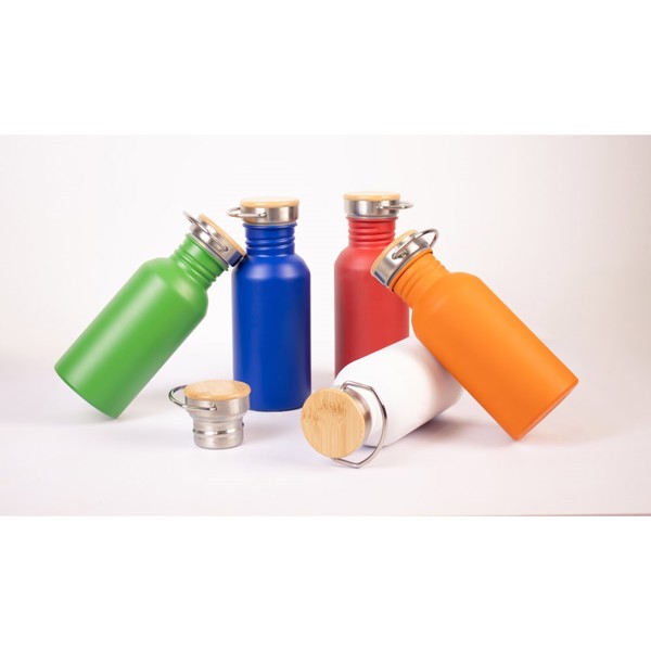 EWING. Garrafa em aço inoxidável (90% reciclado) com parede simples - Branco