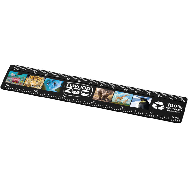 Refari 15 cm recycled plastic ruler - Black