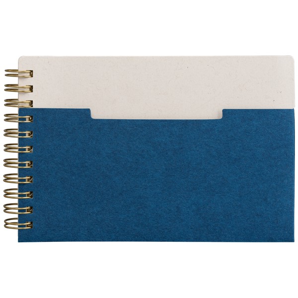 Carnet Lino, papier FSC, couverture à spirales, pages horizontales - A6 - Bleu marine / Sérigraphie