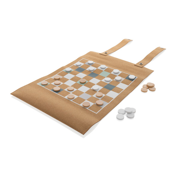 XD - Britton cork foldable backgammon and checkers game set