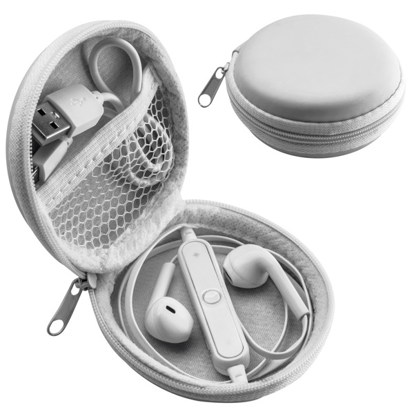 SOFIA Bluetooth fülhallgató PU tokban - White