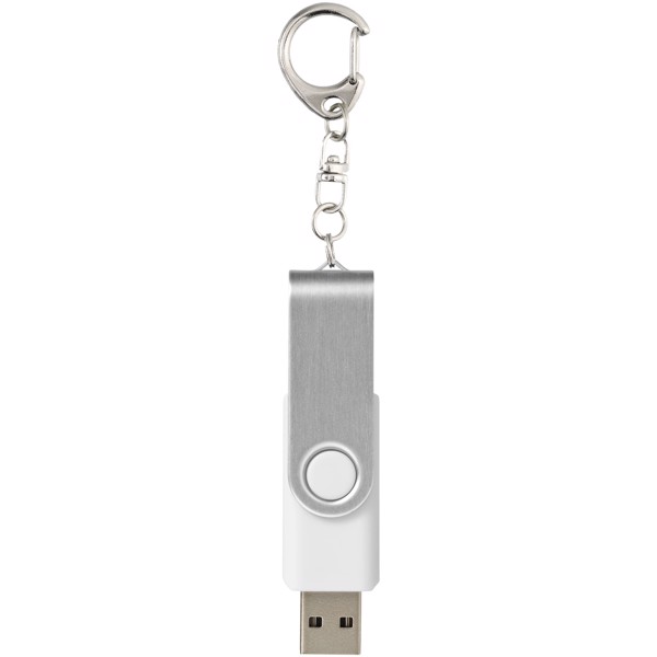 Clé USB rotative avec porte-clés - Blanc / 32GB