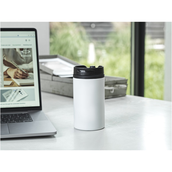 Gobelet avec isolation Mojave de 250 ml en acier inoxydable recyclé certifié RCS - Blanc