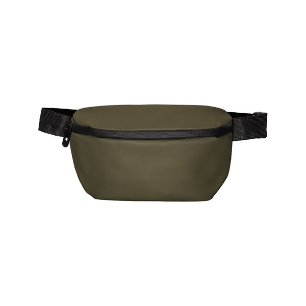 Water Resistant Soft Pu Waistbag With Adjustable Belt. Water Resistant Zipper - Dark Green