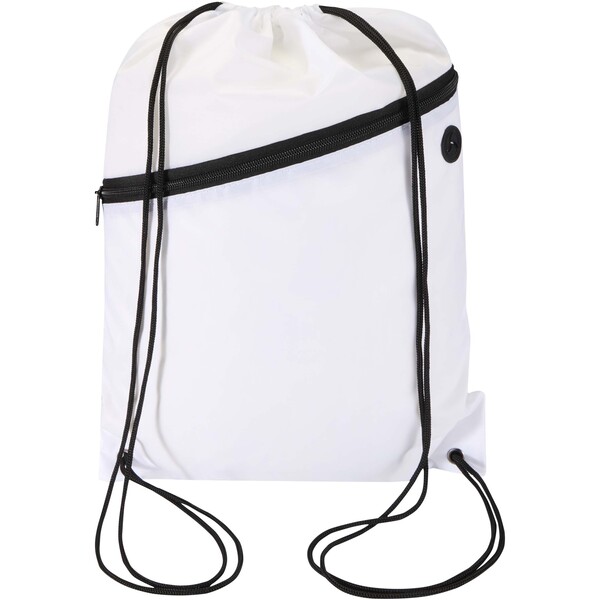 Oriole RPET drawstring bag with zipped front pocket 5L - White