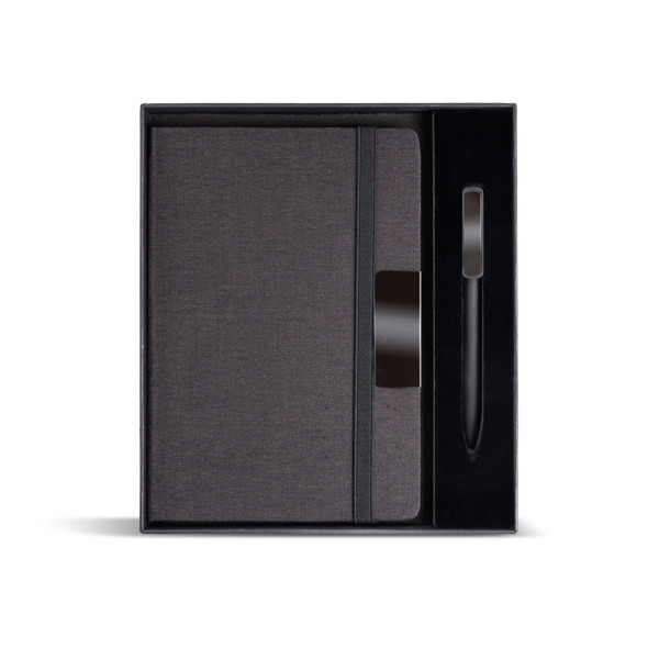 Bloc-Notes A5 En Rpet Et Stylo À Bille En Aluminium - Noir