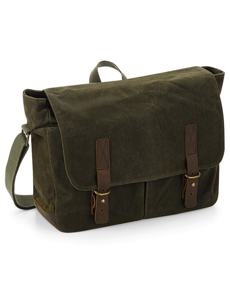 Heritage Waxed Canvas Messenger - Olive Green / ONE SIZE