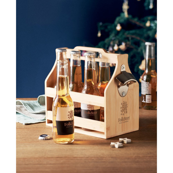 Cabas beer crate bamboo, fits 6 bottles
