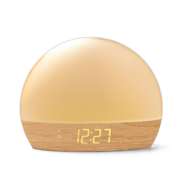 Personalised alarm clock lamp in recycled ABS with progressive light and USB port