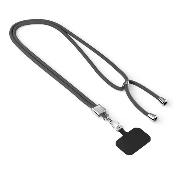 Crossbody, trendy 2-tone cord phone holder made of recycled polyester (rPET) - Black / Silver accessories