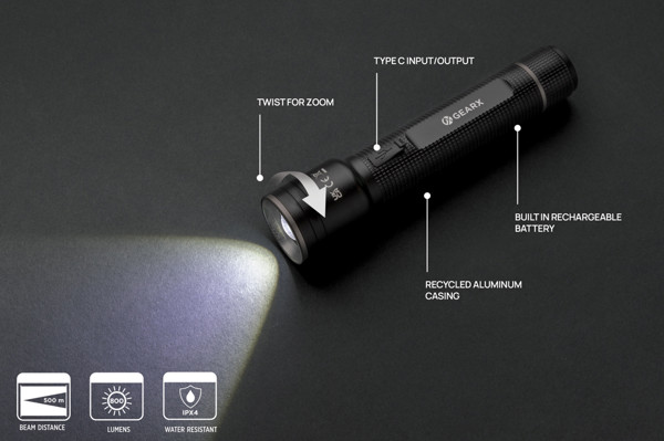 GearX torch 10W, 800 lumen, 2000 mAh battery