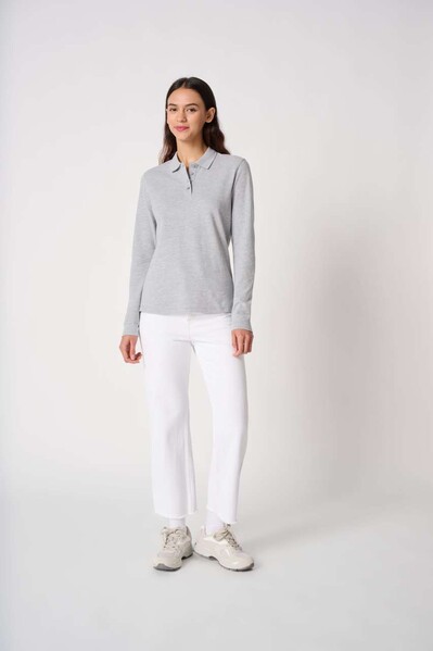 Ladies' Pique Long-Sleeves Polo Shirt - Ideal White / S