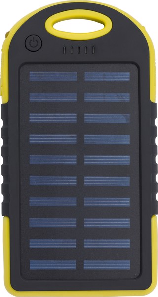 Power bank de energia solar ABS emborrachado Aurora - Yellow