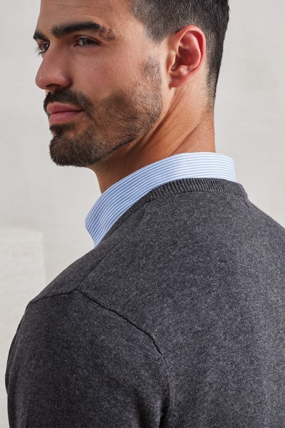 Men's Knitted V-Neck Sweater - Bottle / 2XL