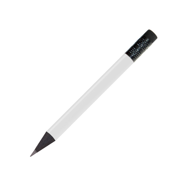 black colored pencil, lacquered, with eraser, round, short - White, Capsule Black, Eraser Black - White, Capsule Black, Eraser Black