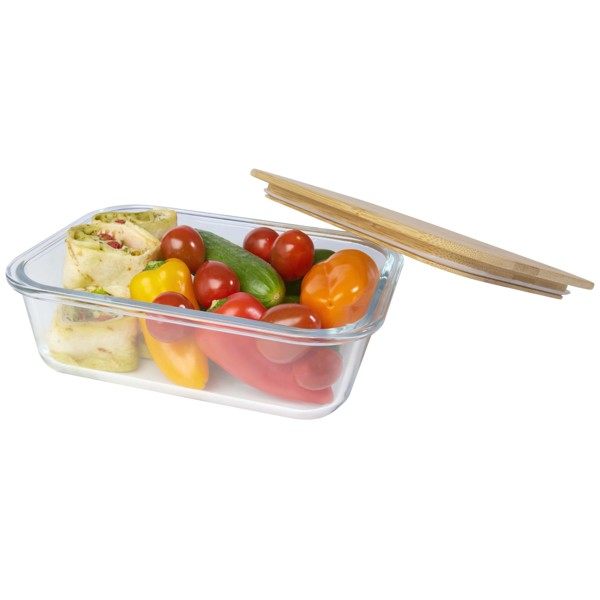 Boîte repas Roby en verre avec couvercle en bambou 1000 ml - Bleu hale