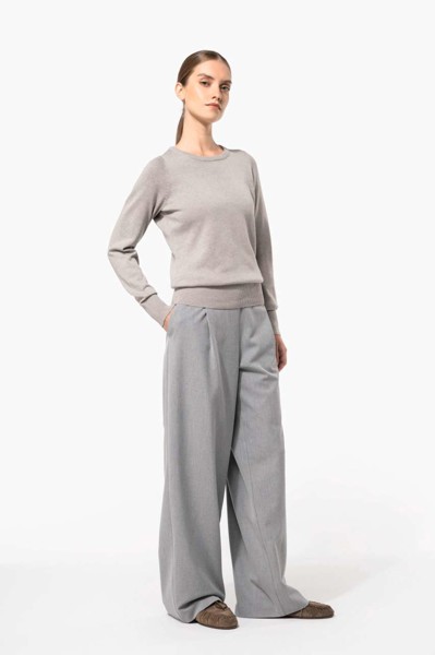 Ladies' Crew Neck Jumper - Grey Melange / 2XL