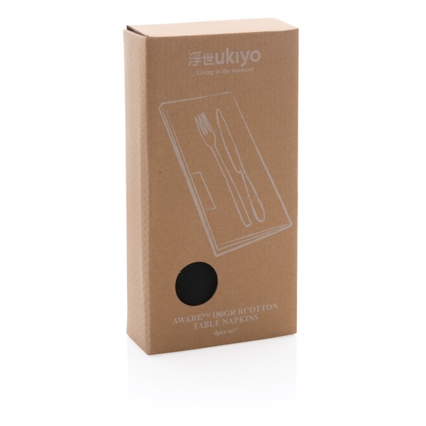 Set de 4 serviettes de table Ukiyo en rcotton 180gr Aware™ - Noir
