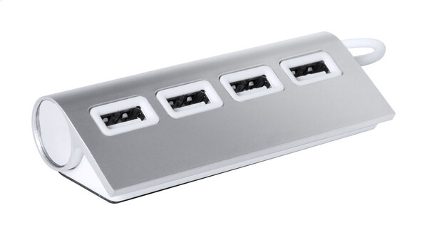 USB hub Wudge - Argenté / Blanc